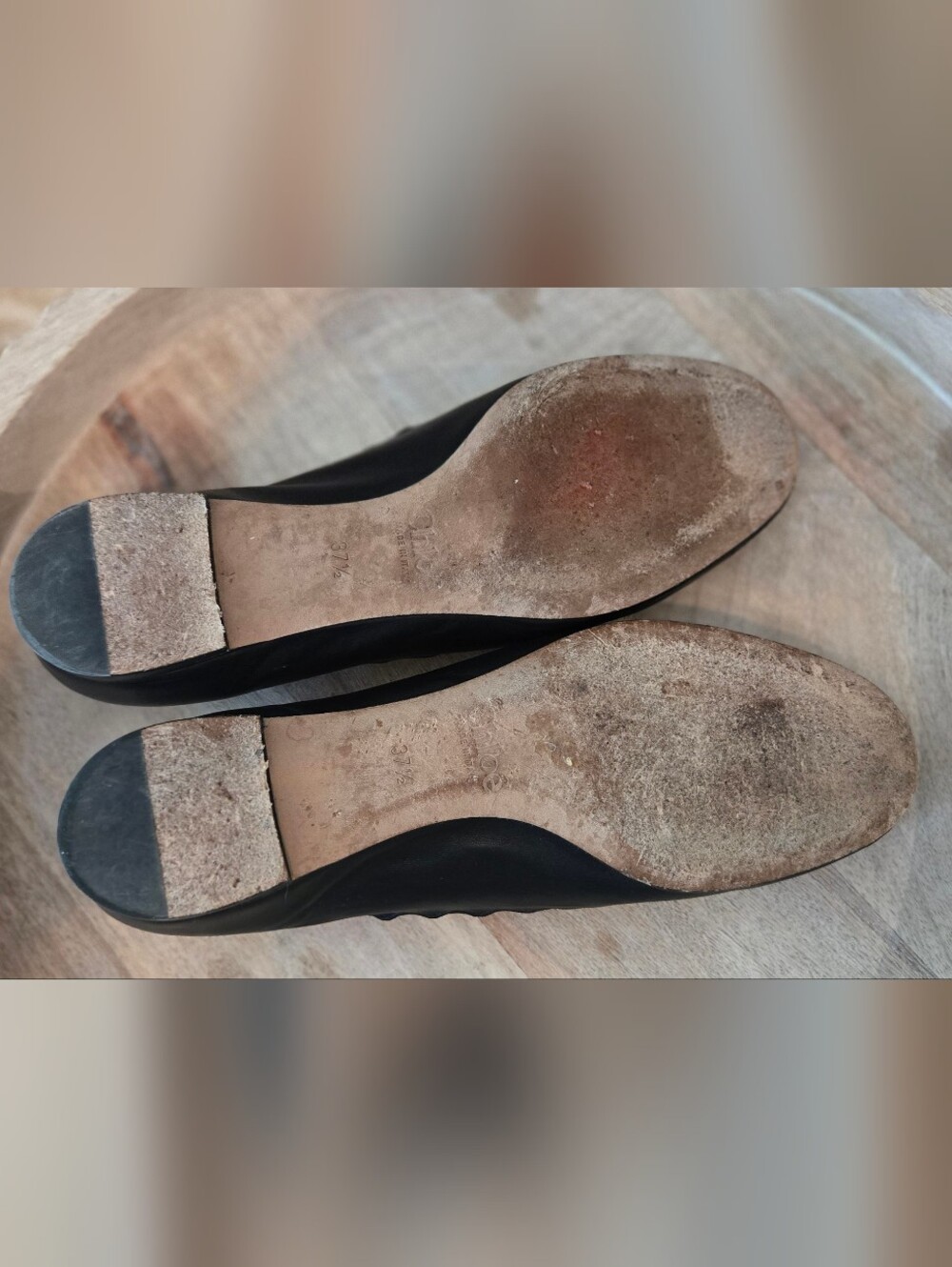Chloe Black Scalloped Leather Ballet Flats 7.5 - Picture 3 of 4